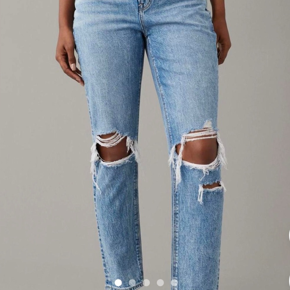 American Eagle Outfitters Light Blue Distressed Straight Leg Jeans